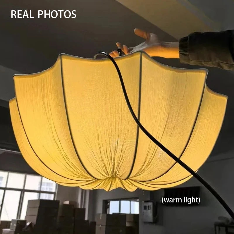 Japanese Wabi Sabi Restaurant Fabric Pendant Lamp Living Room Bedroom Kitchen Homestay High-end Chandelier Home Decor Lighting