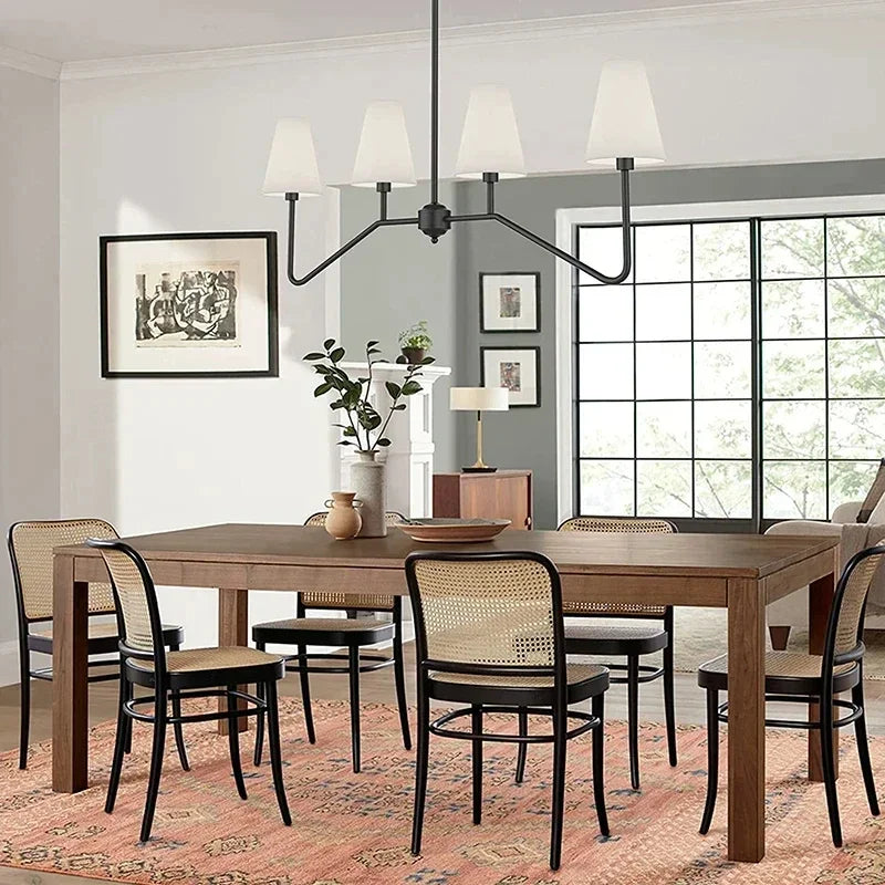 Modern Salon Home Decor Pendant Lights American Style White Linen Shades Led Lamp Living Room Dining Table Bedroom Chandeliers