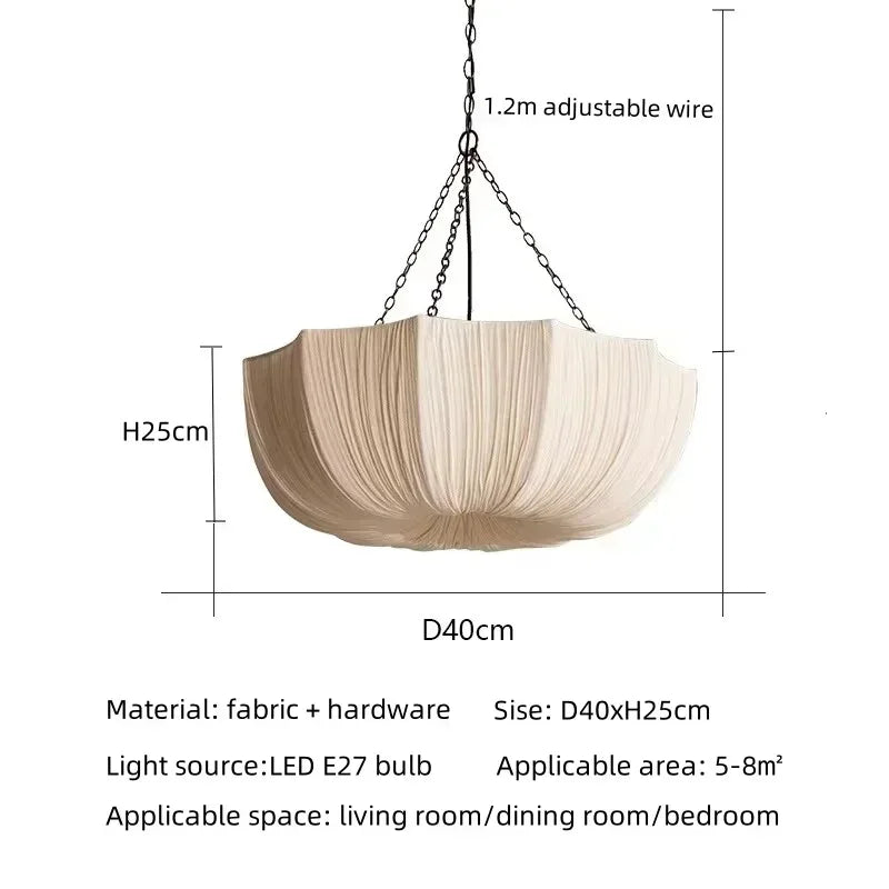 Japanese Wabi Sabi Restaurant Fabric Pendant Lamp Living Room Bedroom Kitchen Homestay High-end Chandelier Home Decor Lighting