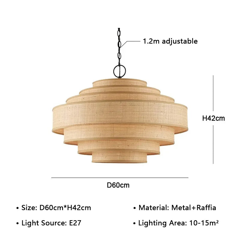 Restaurant Wabi-sabi Fabric Art LED Pendant Light E27 Silk Lustre Chandelier for B&B Island Counter Loft Lamps Design Home Decor