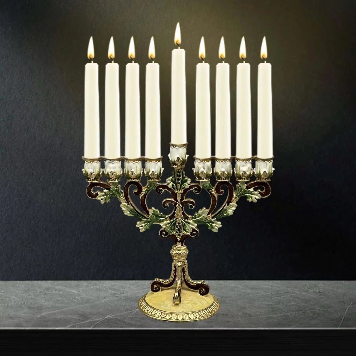 Artistic Metal Candle Holder for Hanukkah Menorah Candlestick Candelabrum Candle Stand for Christmas Party Wedding Home Decor