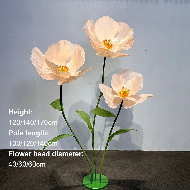 Wedding Artificial Flowers Paper Poppy Flower Wall Garden Decoration Photography Props Window Display Party Supplies Home Decor