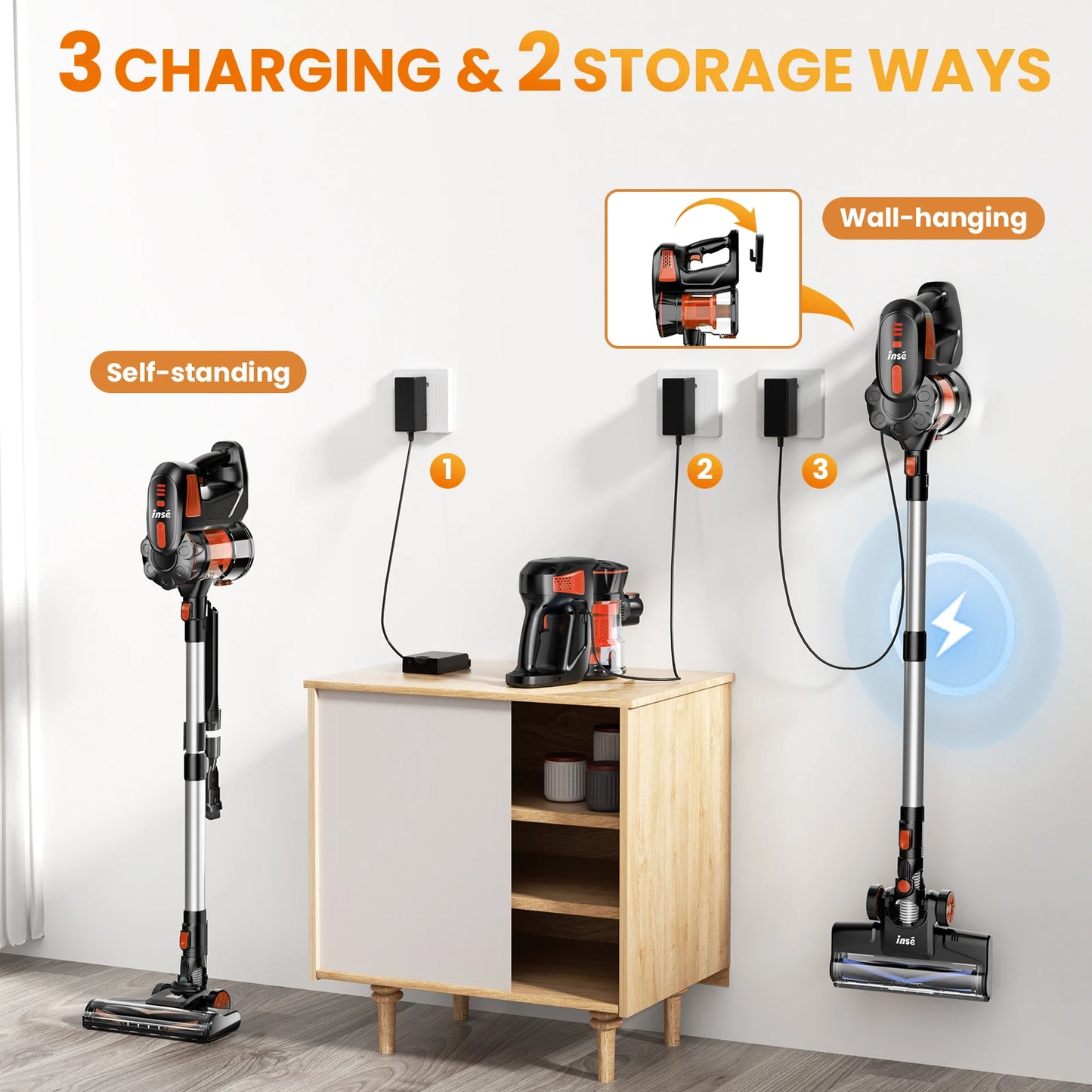 INSE V770 Cordless Stick Vacuum Cleaner, 25Kpa 6-in-1 Lightweight Handheld Vacuum