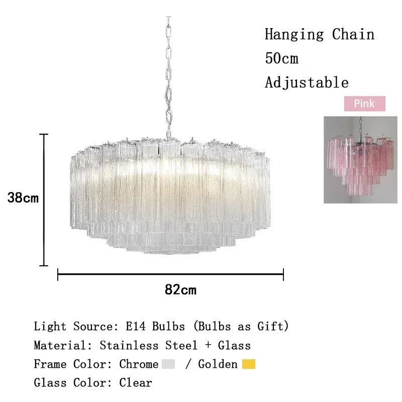Luxury Italian Crystal Strips Murano Chandelier Customizable Ceiling Pendant Light for Villa Living Room High-End Home Decor