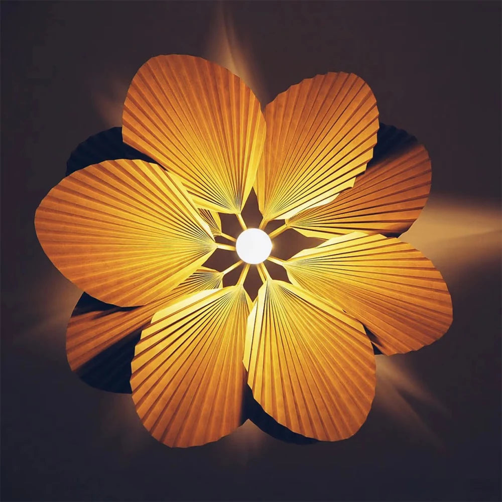 WinfordoFlower Leaf Shape Hanging Chandelier Light Paper Pendant Lamp for Restaurant Kitchen BedroomDining Room Home Decor