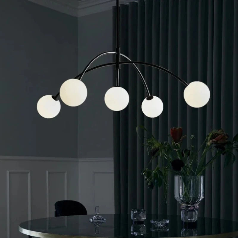 Modern Minimalist LED Ceiling Suspension Lamp Cream Ball Chandelier Home Decor for Lounge Lobby Bar Bedroom Dinning Indoor Light