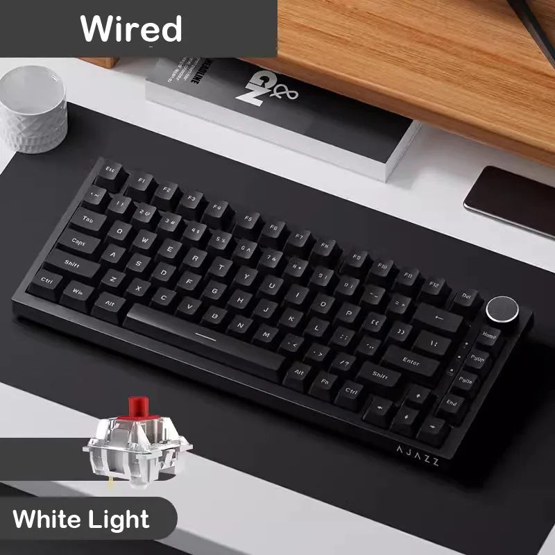 AJAZZ AK820 Wireless Gaming Mechanical Keyboard Hot Swap,75% Layout,Swappable Switch,Tri-mode Connectivity Esport Game Keyboard