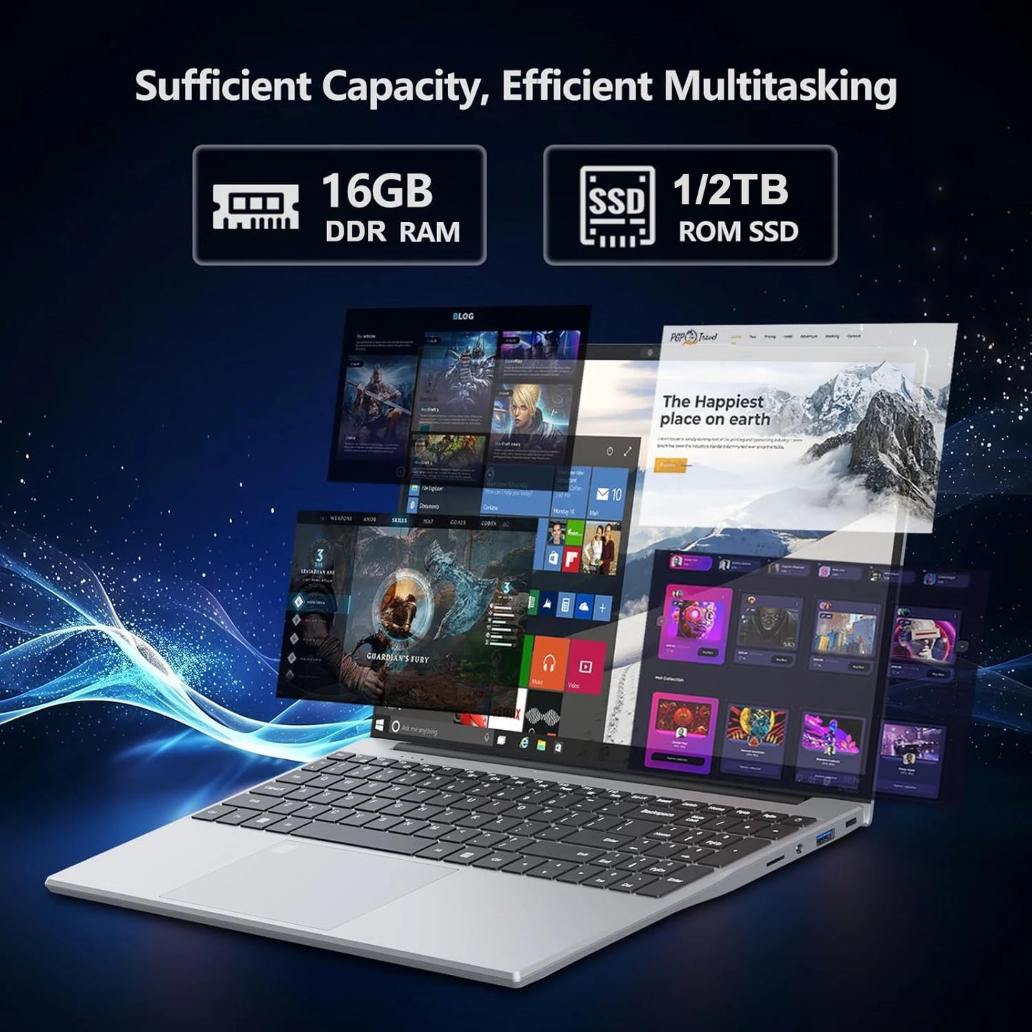 Portable 15.6" Laptop Computer Windows 11 Intel Core i9-10980HK/9900U 16GB RAM 1TB SSD Office Laptop Fingerprint Unlock Notebook