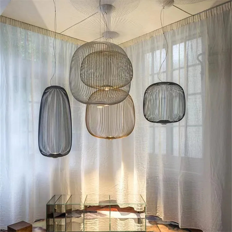 Ameican Birdcage Villa Metal LED Pendant Light Design Artistic Style Lamp for Home Decor Hotel Exhibition Living Room Chandelier