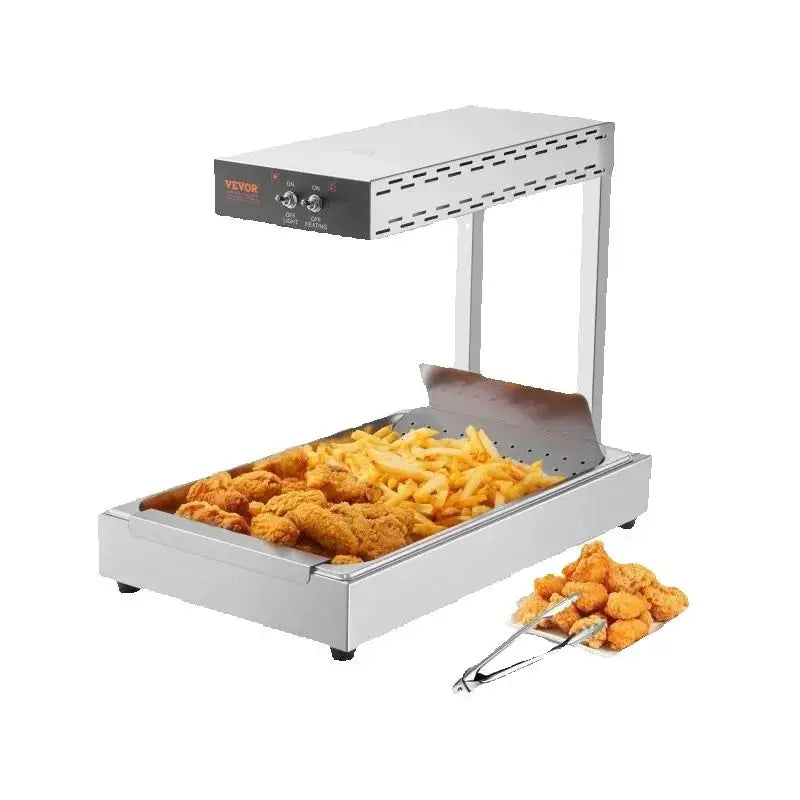 SucceBuy French Fry Food Warmer Commercial Food Heating Countertop 104-122°F Fries Food Warmer for Chip Buffet Restaurant