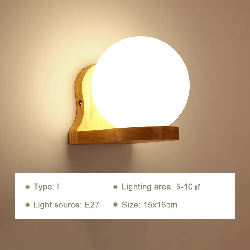 Modern LED Wall Lamps Wooden Lights Bedroom Bedside Stairs Corridor Interior Mounted Lighting Sconce Home Decor Light Fixtures