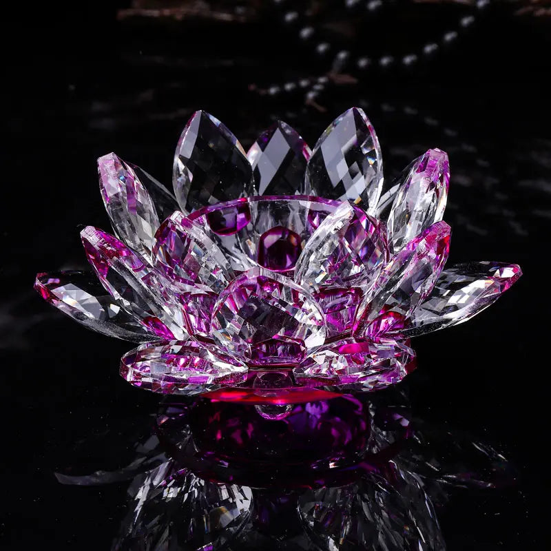 Handcrafts Crystal Lotus Flower Candlesticks Glass Tealight Candle Holders Ornament Buddhist supplies Home Decor