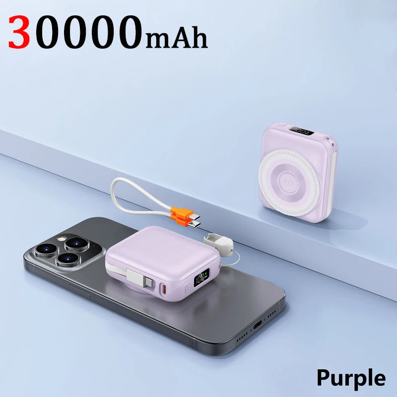 OnePlus Mini 50000mAh Magnetic Wireless Power Bank Multifunctional Type-C PD20W Fast Charging With Cables Plug For iPhone Huawei
