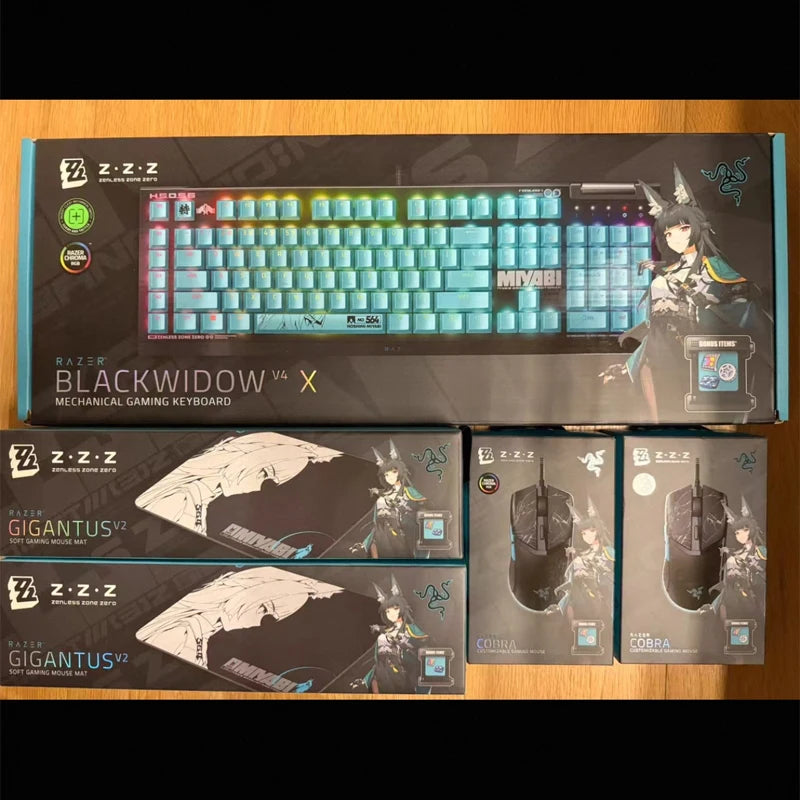 Razer ZZZ x Miyabi Hoshimi Co-branded Mouse, Keyboard and Mouse Pad Limited Edition Cobra Wired Black Widow V4X