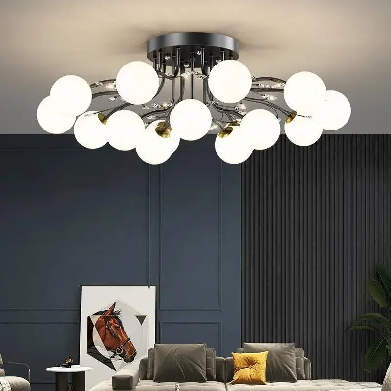 Creative Iron LED Ceiling ChandelierStarry Glass Lamp Living Dining Room bedroom kitchen Loft light Home Decor Stylish Luminaire