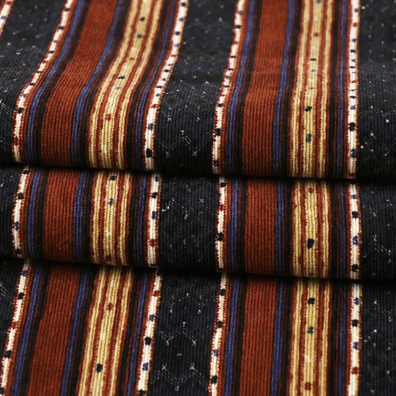 Corduroy Stripe Printed Fabric-Polyester for Women's Dresses Home Decor & DIY Quilting Fabric(by Meter)