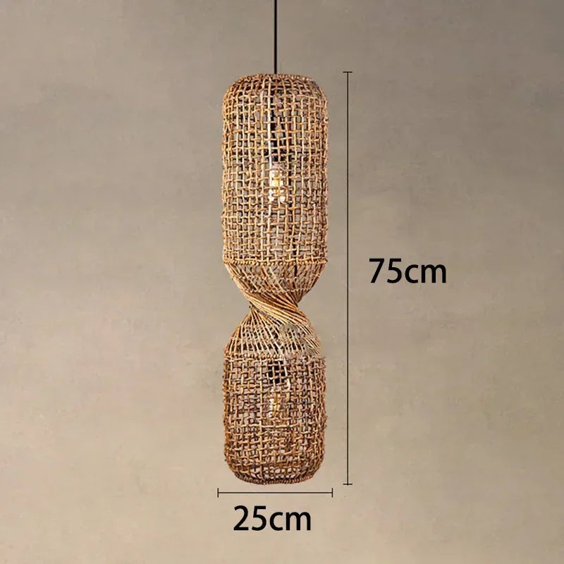 Japanese Wabi Sabi Retro Rattan Pendant Lamp Zen Tea Room Homestay Hotel Restaurant Bar Counter Chandelier Home Decor Lighting