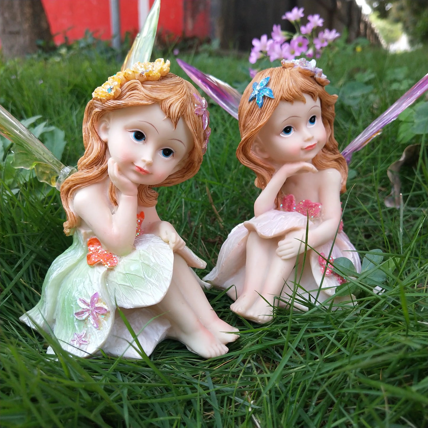 Outdoor Garden Decorative Home Decor Flower Fairy Wings Courtyard Country Ornaments Elegant Room Decorations Kawaii Figurine