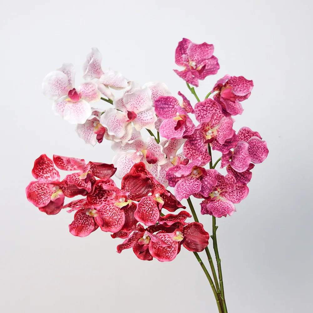 4Pcs Latex Moisturizing Vanda Orchid Artificial Flowers Wedding Flower Arrangement Real Touch Orchids Birthday Party Home Decor