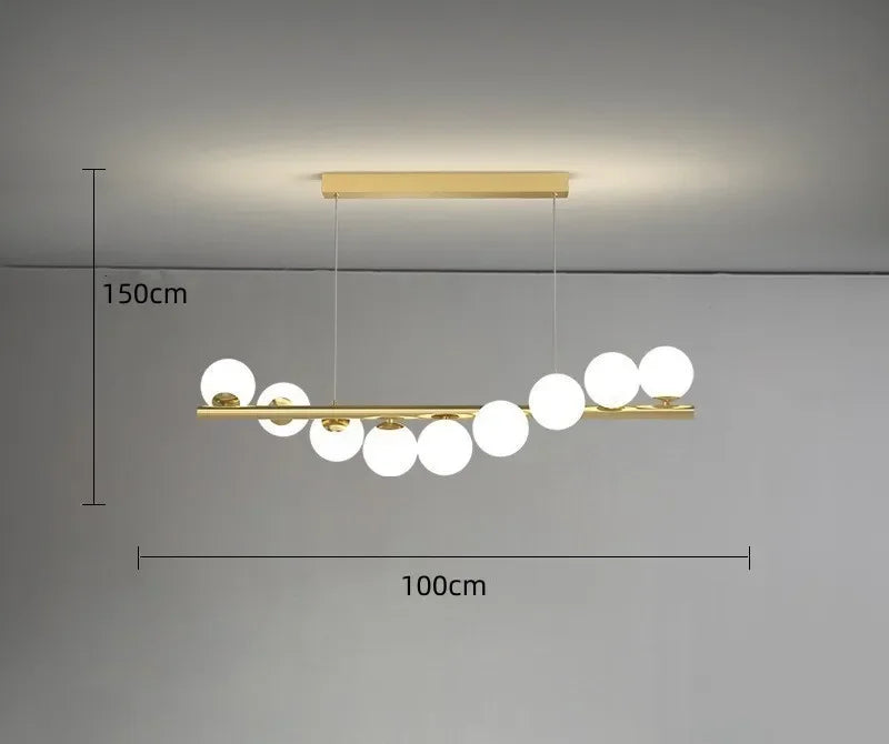 Winfordo Modern Lustre Hanging Chandelier Light Fixture Nordic Glass Ball Pendant Lamp for Dining Room Kitchen Home Decor