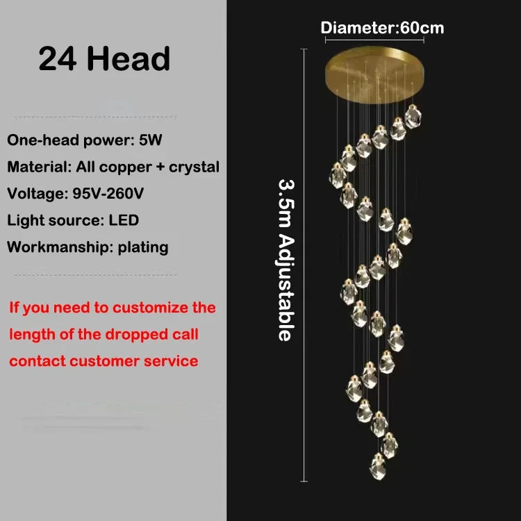 Modern Hall LED Chandeliers Luxury Villa Staircase Crystal Chandeliers Attic Hotel Lighting Fixtures Home Decor Chandeli