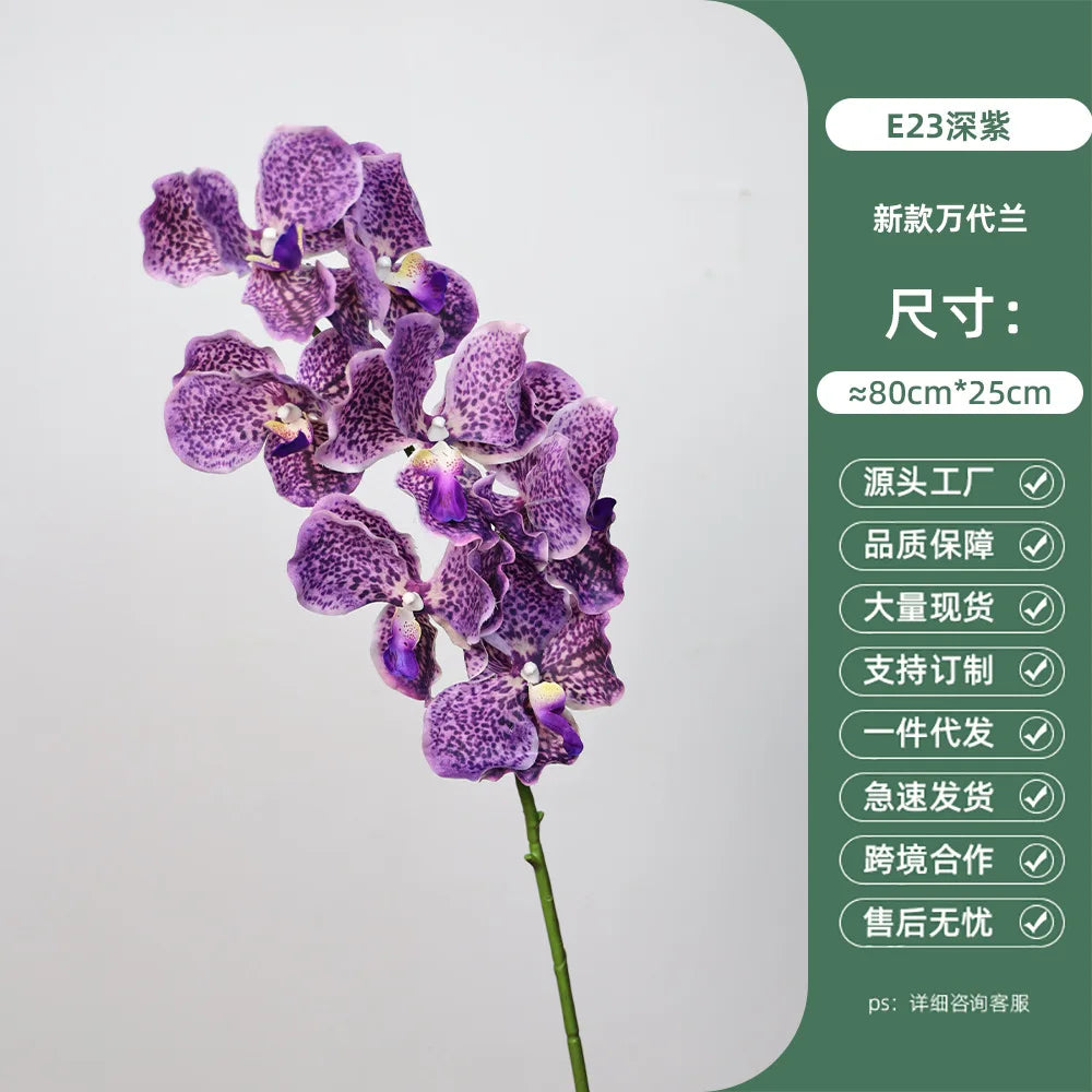 4Pcs Latex Moisturizing Vanda Orchid Artificial Flowers Wedding Flower Arrangement Real Touch Orchids Birthday Party Home Decor