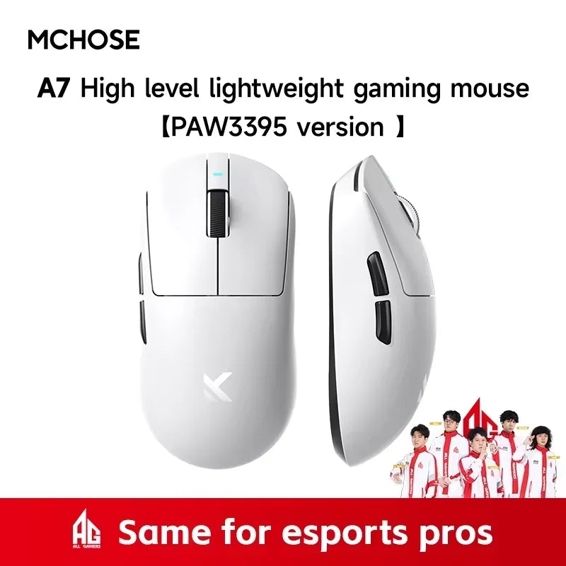 MCHOSE A7 Ultra Gaming Mouse PAW3950 8000Hz Polling Rate Optical Switch BT 2.4G Wireless ≥20000FPS 750IPS 42000DPI 500mAh 59g