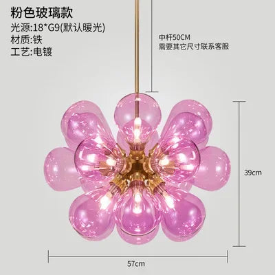New Children's Room Bedroom Designer Glass Chandelier Modern Minimally Living Room Restaurant Pendant Lamp Home Decor LED Light