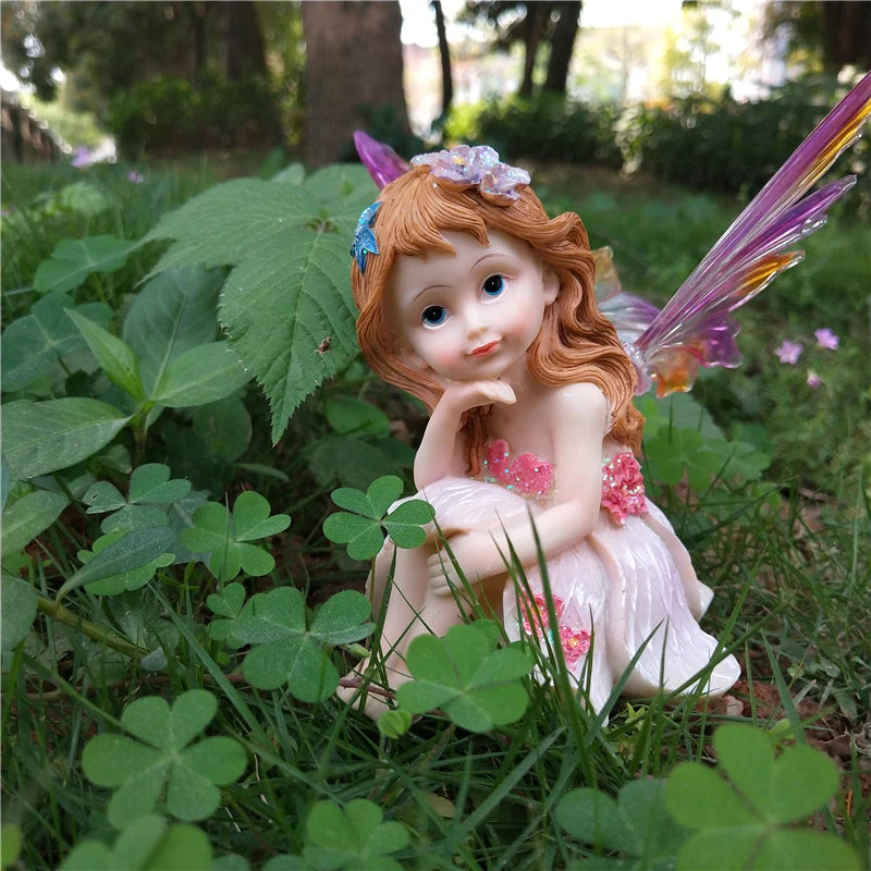 Outdoor Garden Decorative Home Decor Flower Fairy Wings Courtyard Country Ornaments Elegant Room Decorations Kawaii Figurine