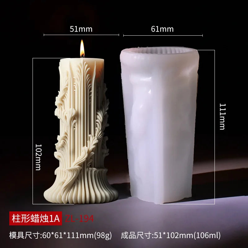 Relief Blooming Flower Cylinder Candle Silicone Mold 3D Rose Cylinder Candle Molds Valentine's Day Wedding Home Decor Mould