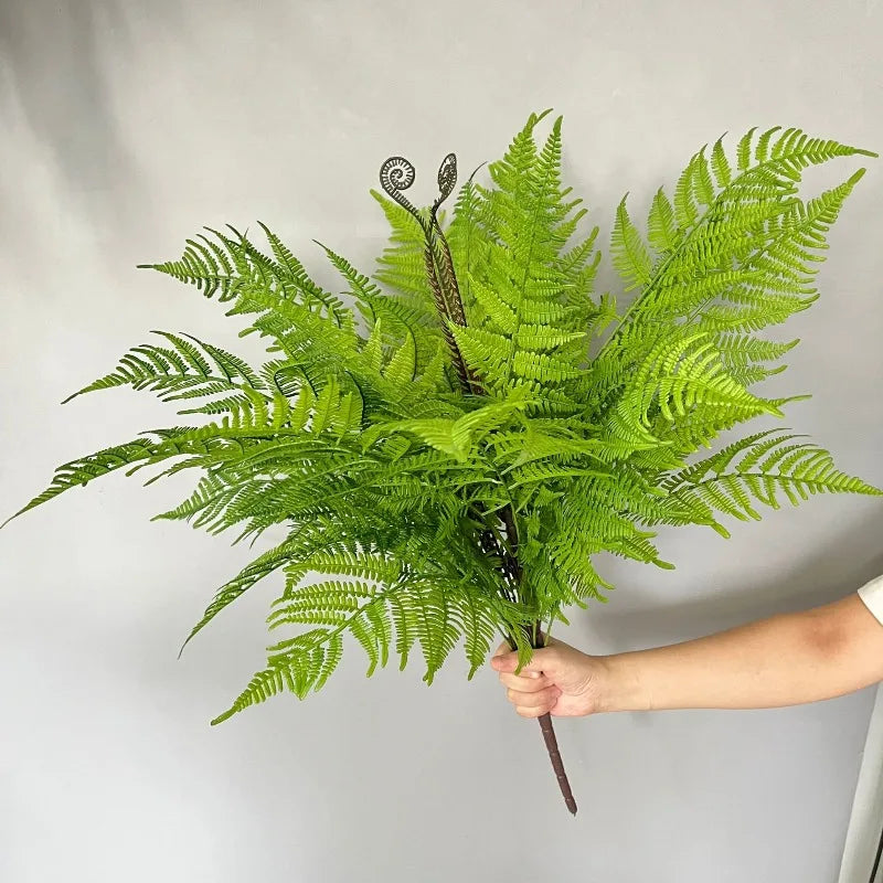 18 Heads Artificial Green Fern Plants for Living Room - Faux Large Fern Grass for DIY Crafts, Garland, Wreath & Home Decor