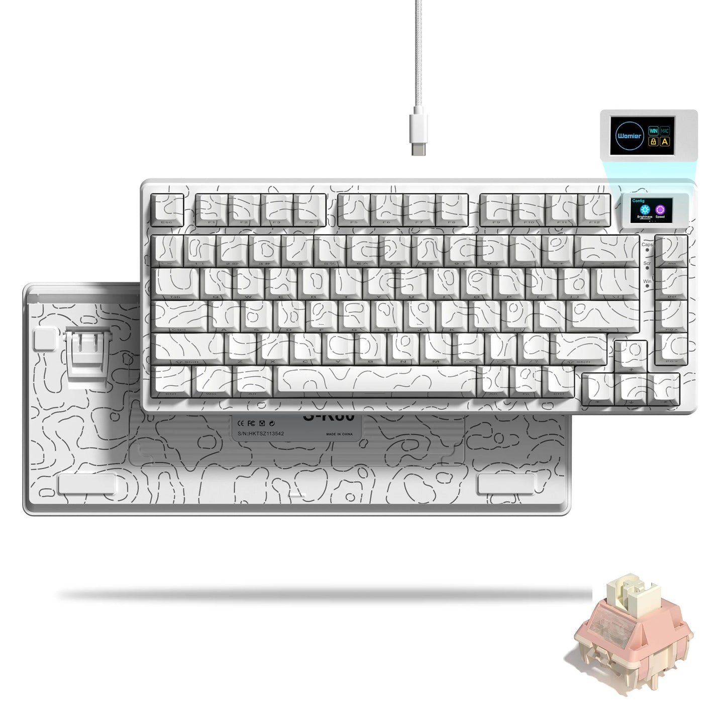 Womier S-K80 Green 75% Keyboard with Color OLED Display Mechanical Gaming Keyboard Hot Swap Keyboard Gasket Mount RGB  Keyboard