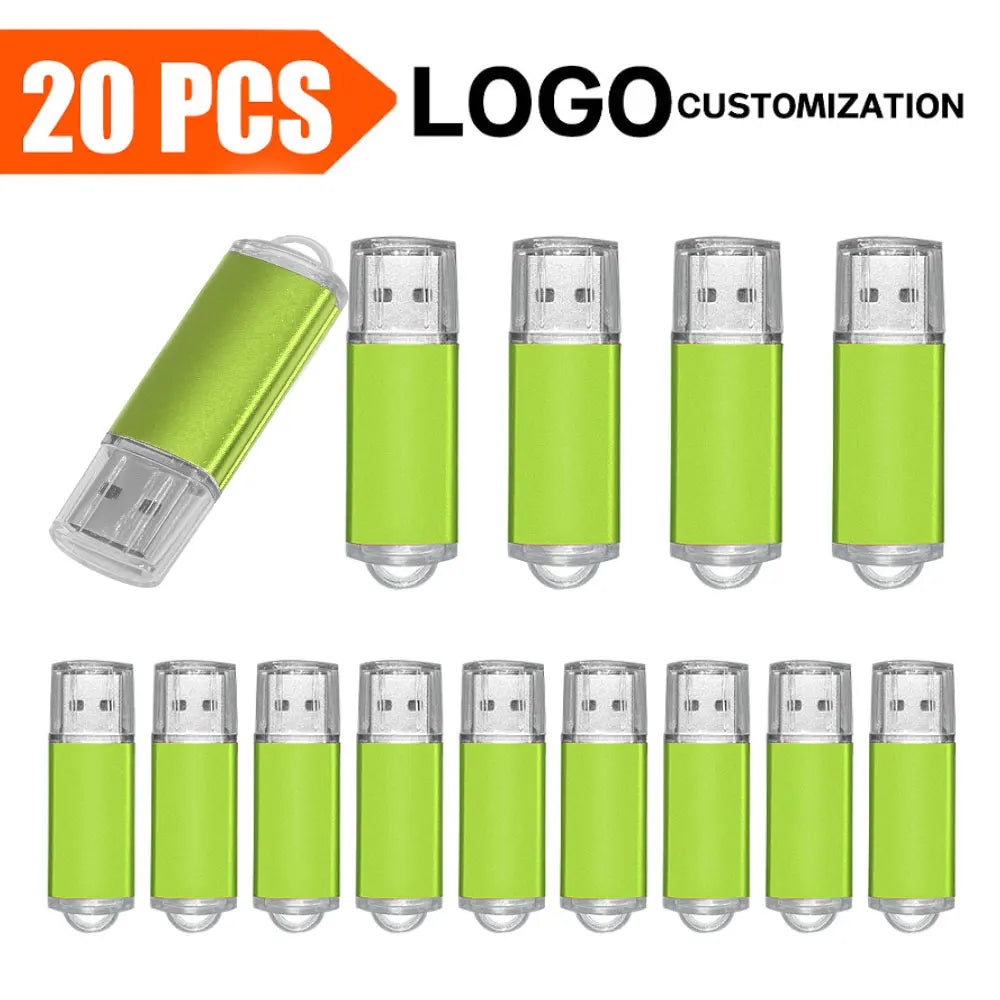 Free Custom Logo 20PCS/lot Pen Drive 8GB 4GB 2GB 1GB USB Flash Drive 16GB Flash Disk 128MB 256MB 512MB Memory Flash Disk 2.0