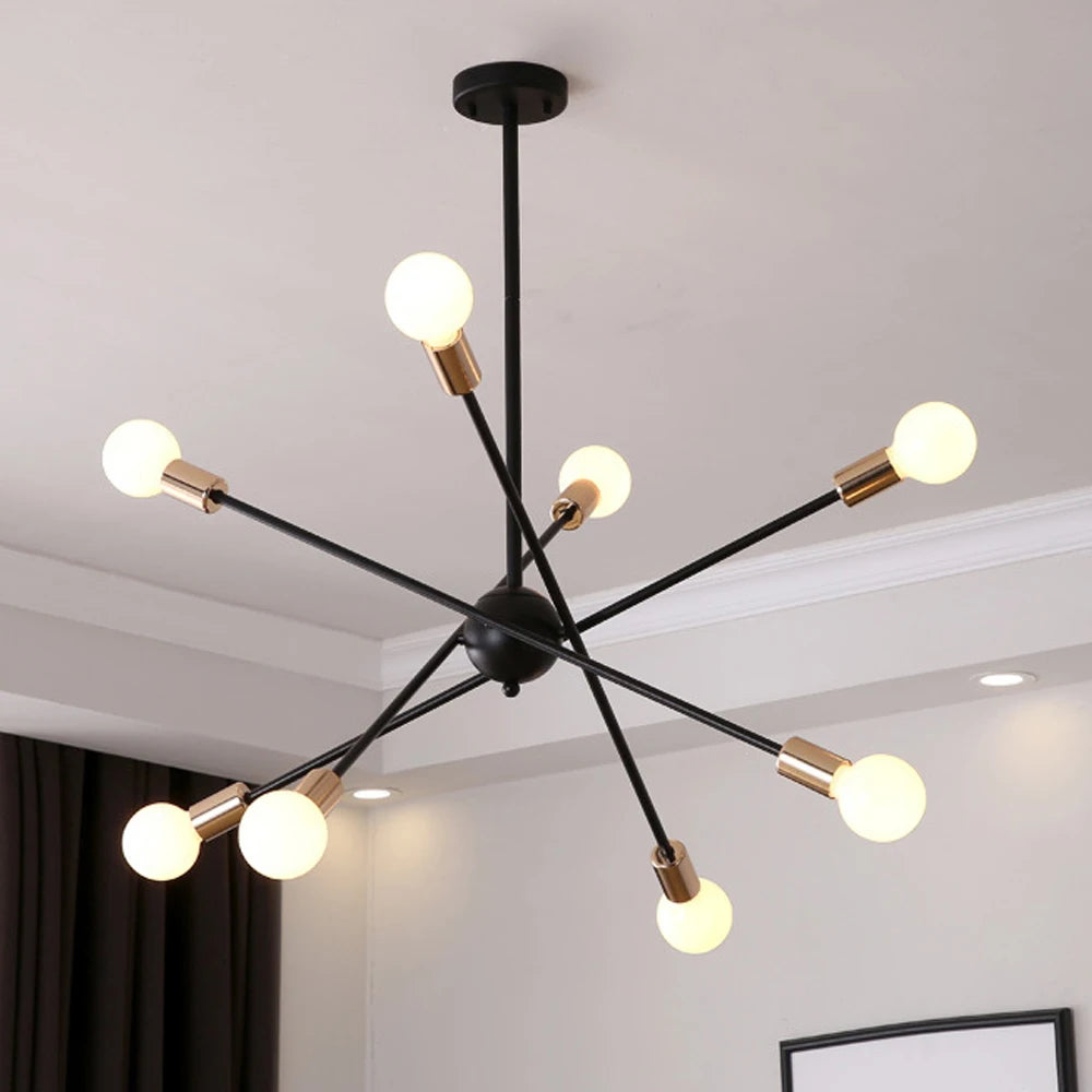 Modern Sputnik Chandelier Nordic Ceiling Light Semi Flush Mount Ceiling Lamp Bedroom Living Room Home Decor Lighting Fixture LED