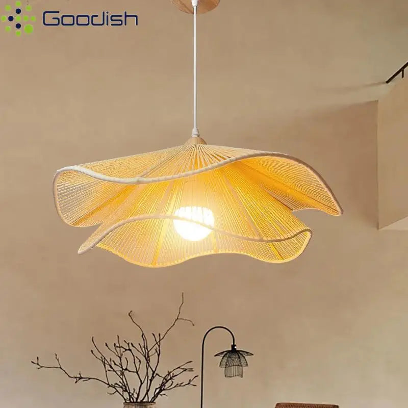 Retro Hemp Rope Wabi-sabi Chandelier Elegant Hanging Lamps Lustre for Tea Living Dining Room Restaurant Home Decor Pendant Light