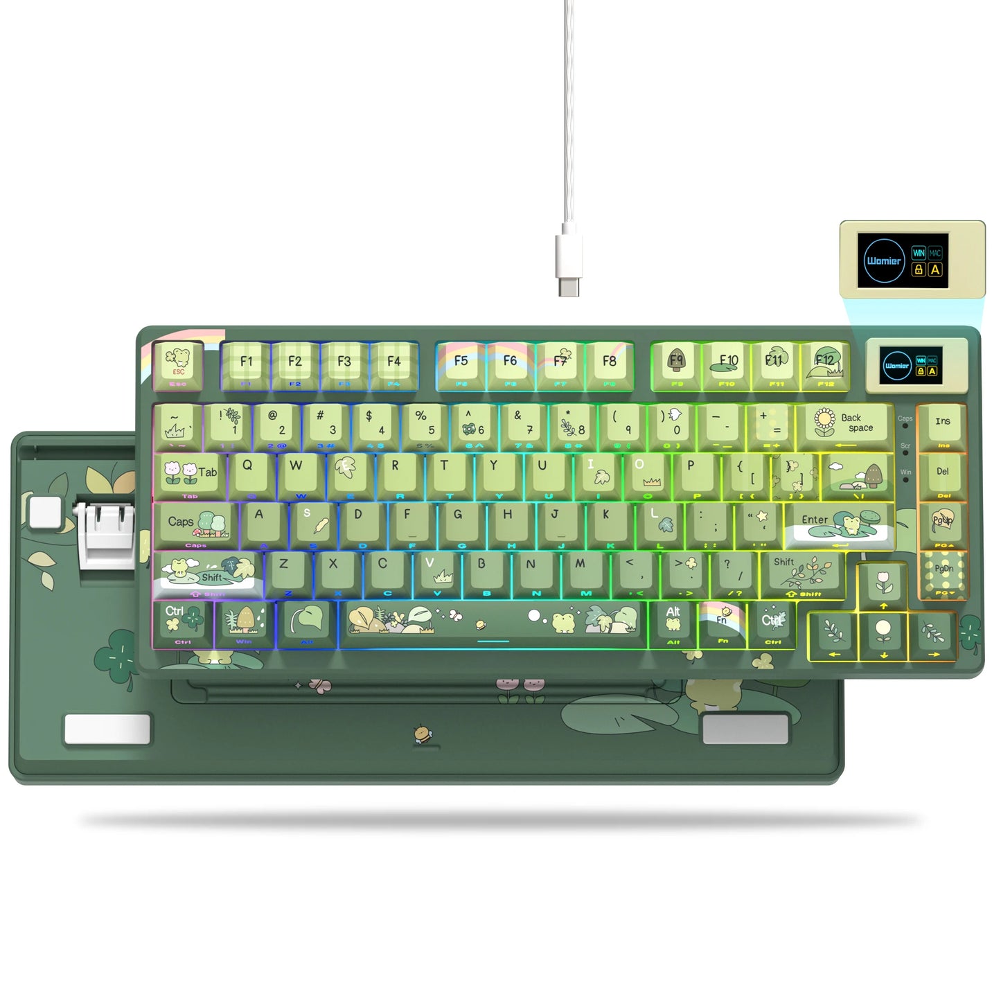 Womier S-K80 Green 75% Keyboard with Color OLED Display Mechanical Gaming Keyboard Hot Swap Keyboard Gasket Mount RGB  Keyboard