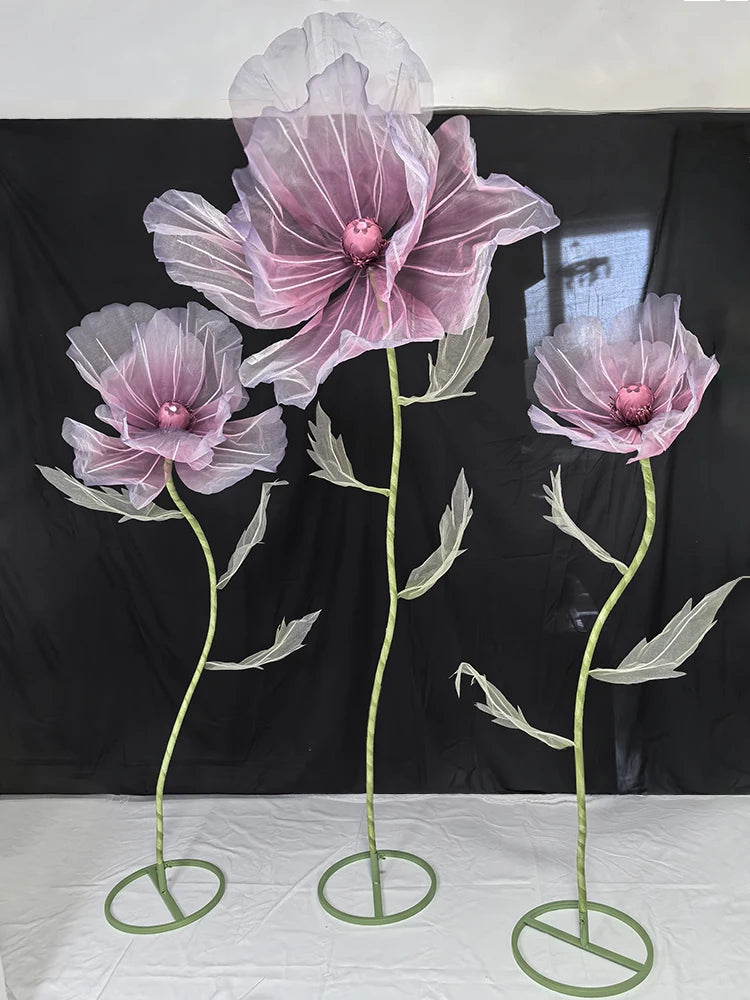 190cm Wedding Decor Props Artificial Flowers Road Lead Flower Silk Yarn Flower Poppy Window Display Garden Decoration Home Decor