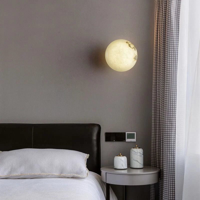 Modern Natural Marble LED Wall Lamp Copper Wall Sconce Living Room Bedroom Aisle Corridor Foyer Hotel Indoor Lighting Home Decor