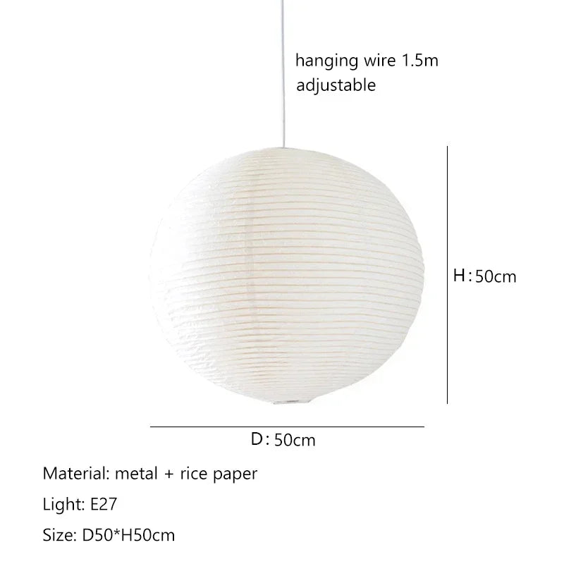Japanese Style Minimalist Rice Paper Art Chandelier Restaurant Bedroom Hotel Tea Room Pendant Lamp Home Decor Lighting Fixtures
