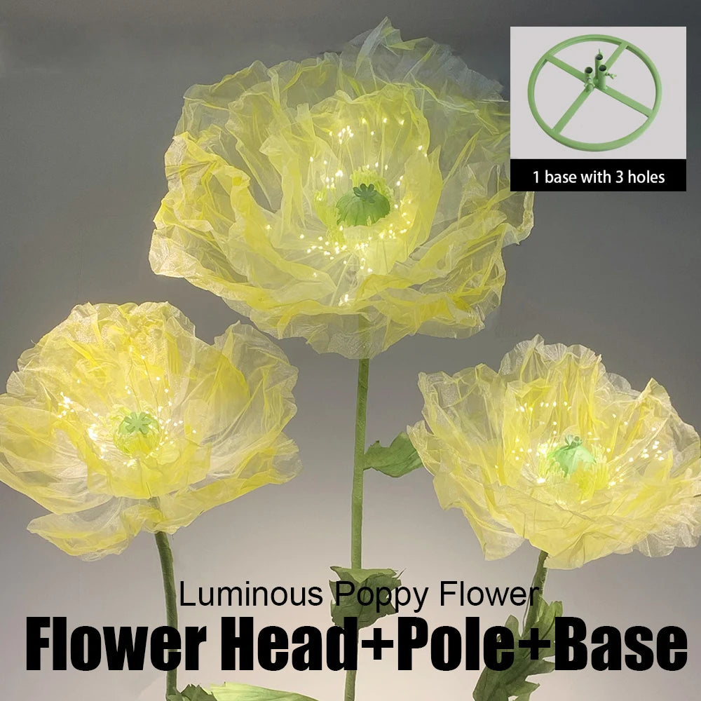 180cm Luminous Poppy Flowers Artificial Flowers Wedding Decor Props Silk Yarn Flower Window Display Garden Decoration Home Decor
