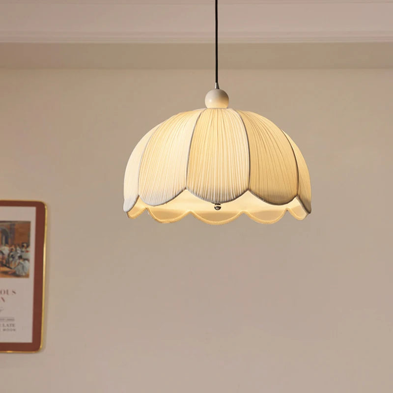 Japanese Wabi Sabi White Fabric E27 Pendant Light Living Dining Room Chandelier Lighting Home Decor Bedroom Lustre Hanging Lamps