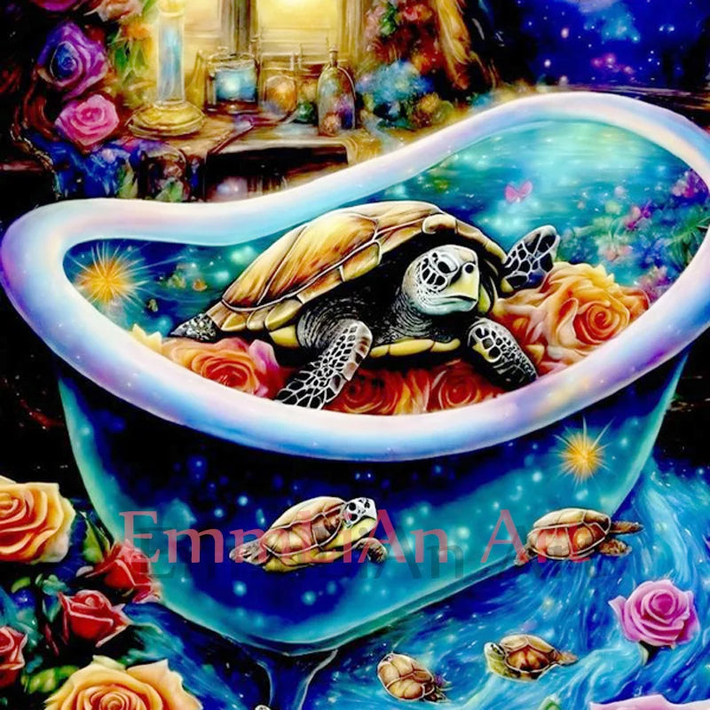 2024 NEW Full Crystal Diamond Painting Dolphin Cross Stitch Kit Turtle Fairy Dust Diamond Mosaic Animal Rhinestones Home Decor