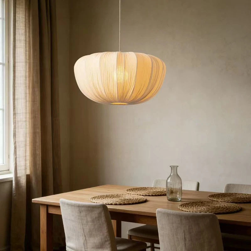 American Wabi Sabi Retro Fabric Pendant Light Living Dining Room Loft Cloth Chandelier Home Decor Bedroom Design Hanging Lamp