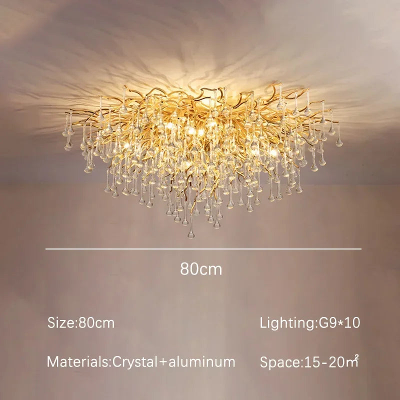 Luxury Gold Crystal Chandelier Modern Gold Ceiling Light for Dining Room Living Room Lobby Kitchen Home Decor
