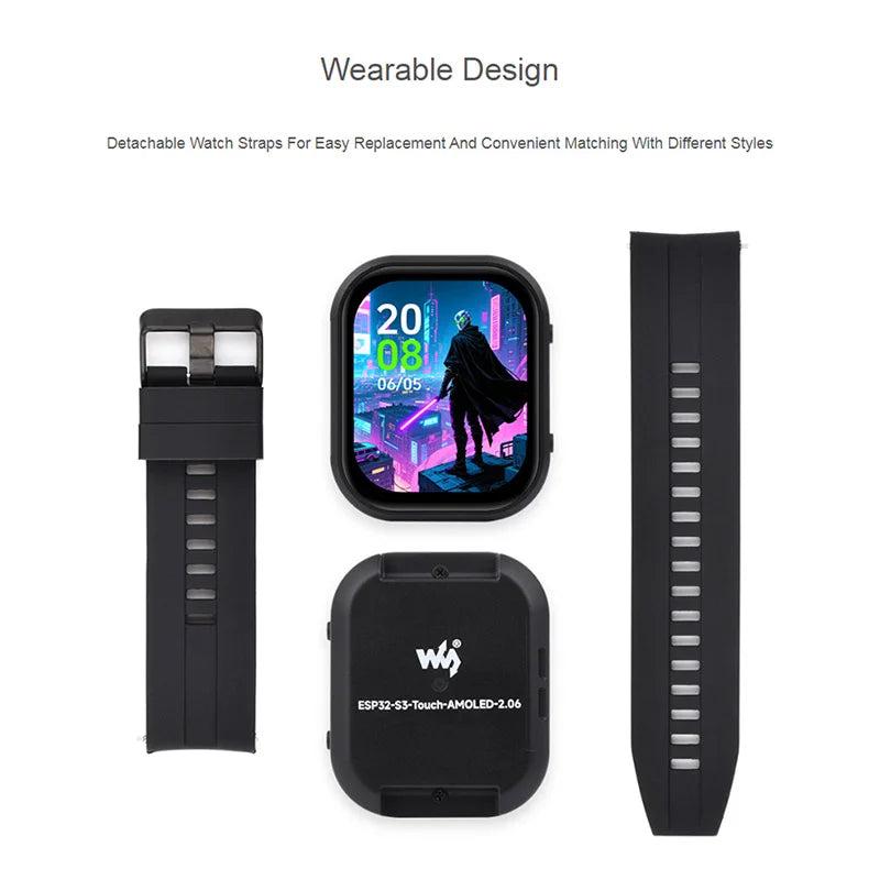 DeepSeek AI Voice Chat Robot ESP32-S3 2.06 Inch Development Board AMOLED Watch Touch 410x502 QSPI Display Support WiFi BLE 5