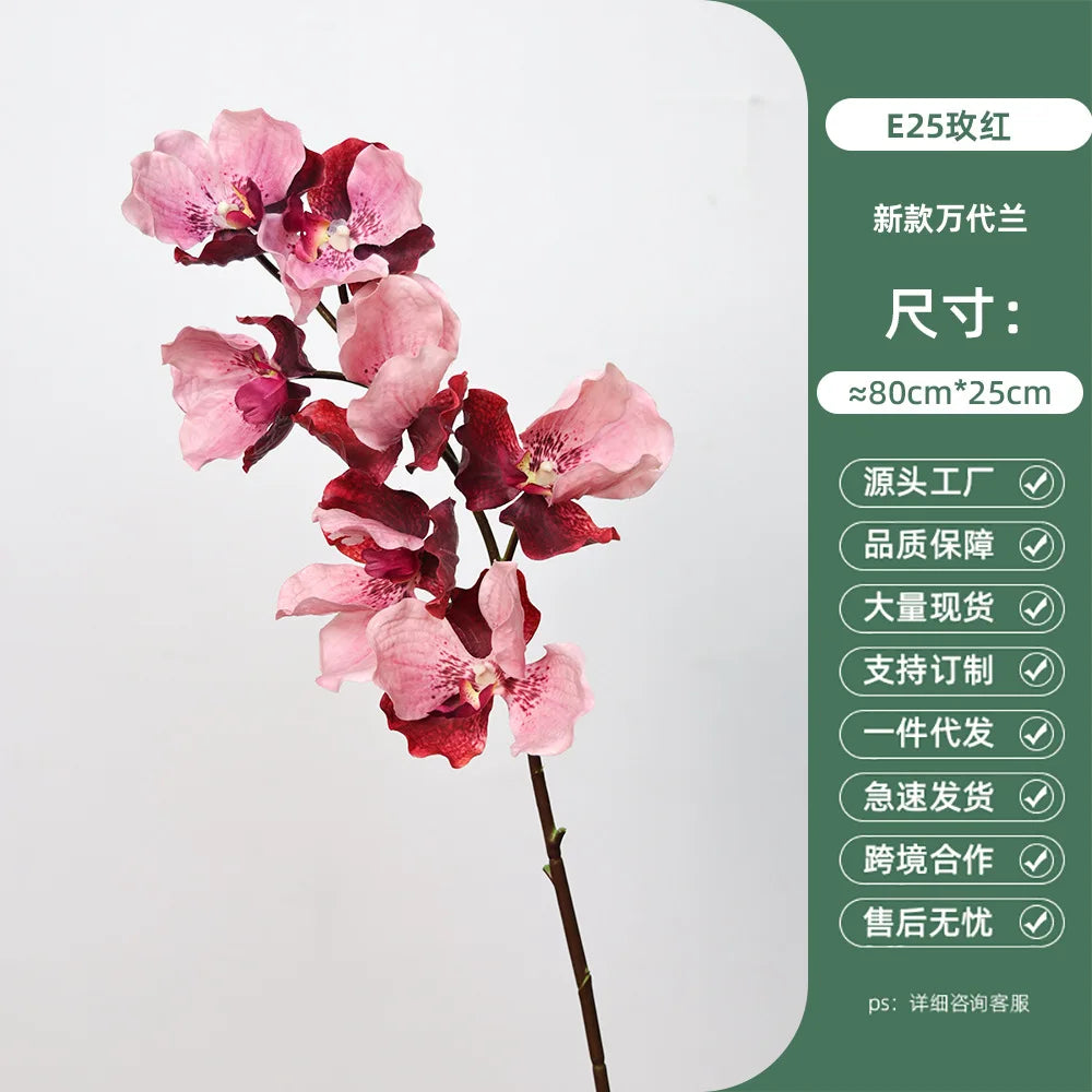 4Pcs Latex Moisturizing Vanda Orchid Artificial Flowers Wedding Flower Arrangement Real Touch Orchids Birthday Party Home Decor