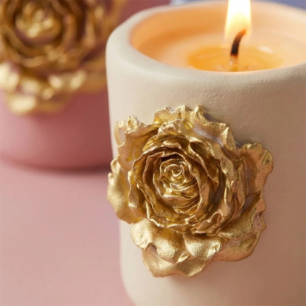 Nicole Rose Sculpture Concrete Silicone Mold DIY Handmade Candle Jar Molds for Gypsum and Jesmonite Home Decor