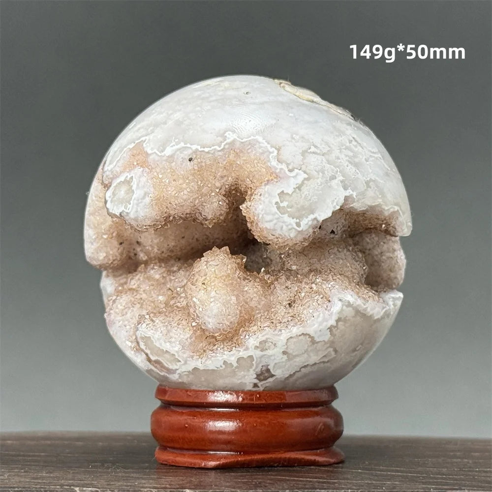 Natural Quartz Crystal Agate Open Mouth Smile Ball Treatment Reiki Witchcraft Meditation Spiritual Energy Home Decor