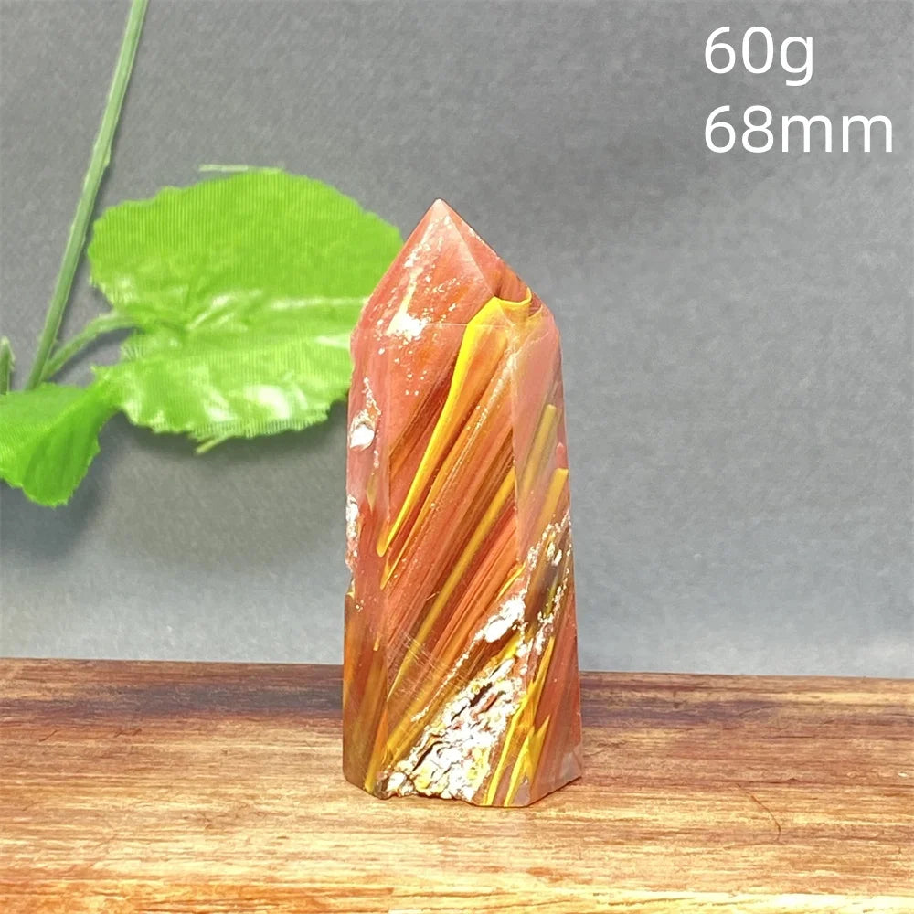1PC Natural Tiger Skin Smelted Stone Crystal Tower Yellow Stripe Pyramid Obelisk Home Decor Gift