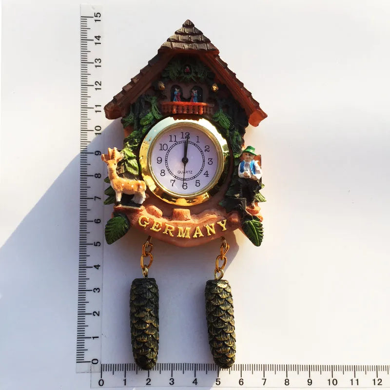 ‌German 3D Cuckoo Clock Wooden House Pine Cone Fridge Magnet, Travel Souvenir, Home Decor, Creative Gift, Strong Magnetic